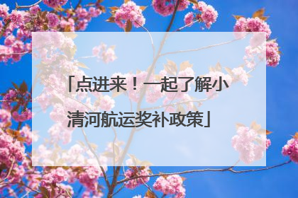 点进来！一起了解小清河航运奖补政策