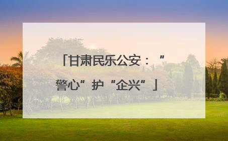 甘肃民乐公安：“警心”护“企兴”