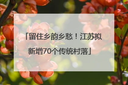 留住乡韵乡愁！江苏拟新增70个传统村落
