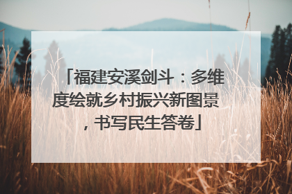 福建安溪剑斗：多维度绘就乡村振兴新图景，书写民生答卷