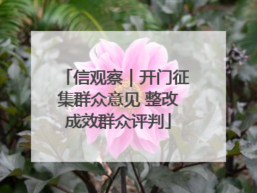 信观察｜开门征集群众意见 整改成效群众评判