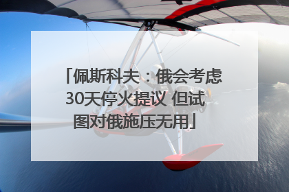 佩斯科夫：俄会考虑30天停火提议 但试图对俄施压无用