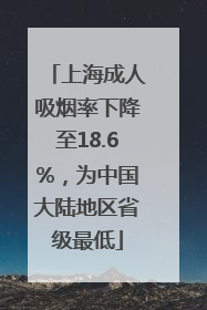 上海成人吸烟率下降至18.6%，为中国大陆地区省级最低