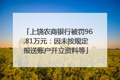 上饶农商银行被罚96.81万元：因未按规定报送账户开立资料等