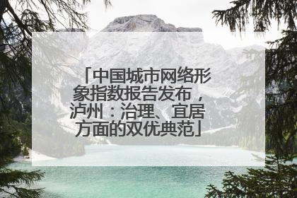 中国城市网络形象指数报告发布，泸州：治理、宜居方面的双优典范