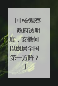中安观察｜政府透明度，安徽何以稳居全国第一方阵？