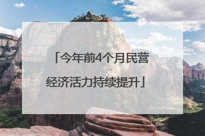 今年前4个月民营经济活力持续提升