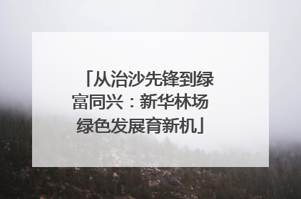 从治沙先锋到绿富同兴：新华林场绿色发展育新机