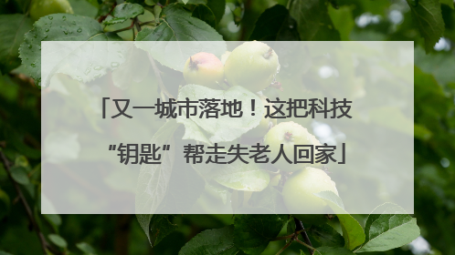 又一城市落地！这把科技“钥匙”帮走失老人回家