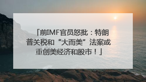 前IMF官员怒批：特朗普关税和“大而美”法案或重创美经济和股市！