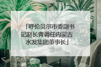 呼伦贝尔市委副书记赵长青调任内蒙古水发集团董事长