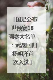 国足公布世预赛18强赛大名单：武磊回归 杨明洋首次入选