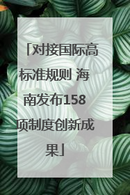 对接国际高标准规则 海南发布158项制度创新成果