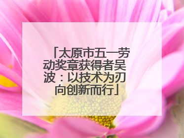 太原市五一劳动奖章获得者吴波：以技术为刃 向创新而行