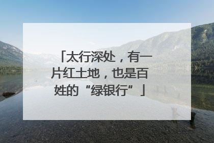 太行深处，有一片红土地，也是百姓的“绿银行”