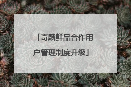 奇麟鲜品合作用户管理制度升级