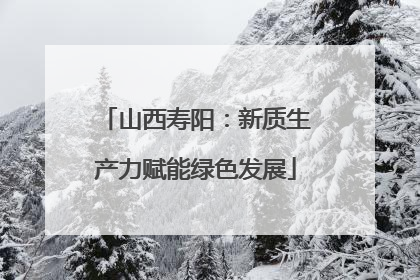 山西寿阳：新质生产力赋能绿色发展