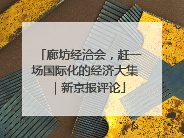 廊坊经洽会，赶一场国际化的经济大集｜新京报评论
