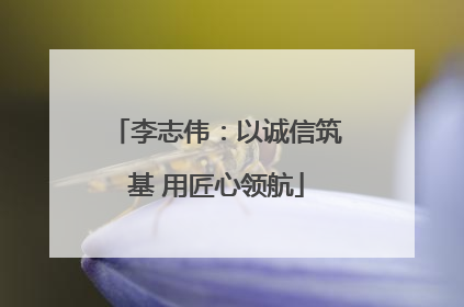 李志伟：以诚信筑基 用匠心领航