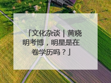 文化杂谈｜黄晓明考博，明星是在卷学历吗？