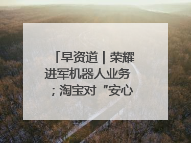 早资道｜荣耀进军机器人业务；淘宝对“安心鉴”服务进行逐步下线调整