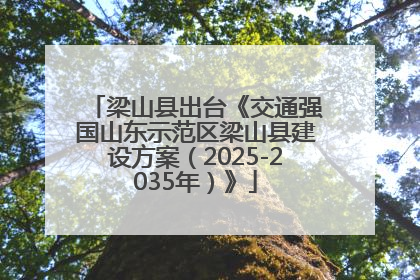梁山县出台《交通强国山东示范区梁山县建设方案（2025-2035年）》