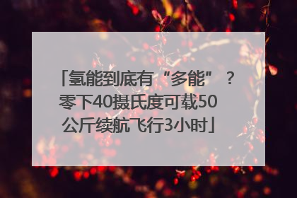 氢能到底有“多能”？零下40摄氏度可载50公斤续航飞行3小时