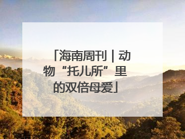 海南周刊｜动物“托儿所”里的双倍母爱
