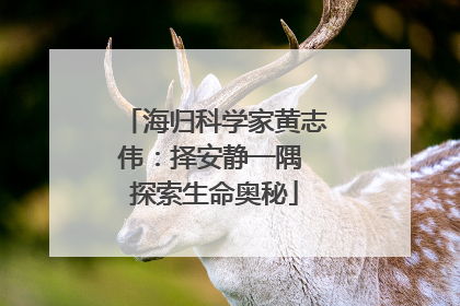 海归科学家黄志伟：择安静一隅 探索生命奥秘