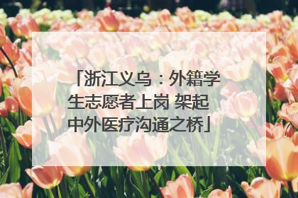 浙江义乌：外籍学生志愿者上岗 架起中外医疗沟通之桥