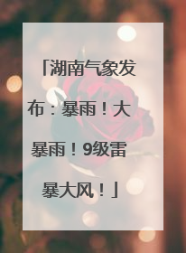 湖南气象发布：暴雨！大暴雨！9级雷暴大风！