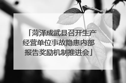 菏泽成武县召开生产经营单位事故隐患内部报告奖励机制推进会