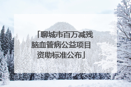 聊城市百万减残脑血管病公益项目资助标准公布