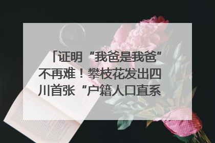 证明“我爸是我爸”不再难！攀枝花发出四川首张“户籍人口直系亲属关系谱”