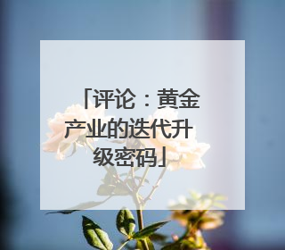 评论：黄金产业的迭代升级密码