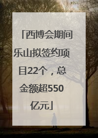 西博会期间乐山拟签约项目22个，总金额超550亿元