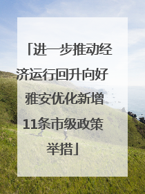 进一步推动经济运行回升向好 雅安优化新增11条市级政策举措