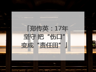 郑传英：17年坚守 把“伤口”变成“责任田”