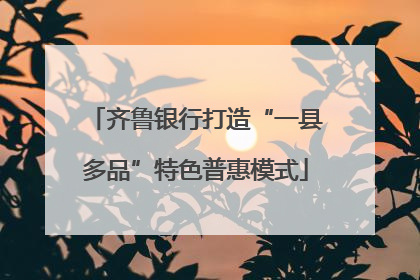 齐鲁银行打造“一县多品”特色普惠模式