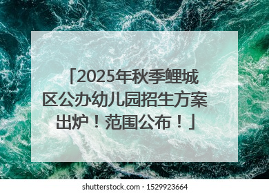 2025年秋季鲤城区公办幼儿园招生方案出炉！范围公布！